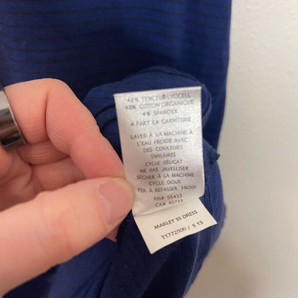 Toad & Co Marley Short Sleeve Striped Blue Dress Size Medium - Picture 5 of 8